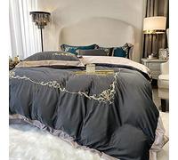 Funda nórdica para cama individual, juego de cuatro piezas de seda bordada para lavar con agua, el edredón de color sólido es un juego de una sola pieza para dormir, adecuado para habitaciones de