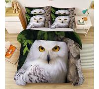 Funda Nórdica para Niños Y Niñas, Multicolor Transpirable Microfibra Fotografía Realismo Animales Búhos Funda Nordica 3 Piezas con Cremallera - 1 Funda Edredón 140 x 200 cm + 2 Fundas de Almohada