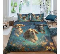 Funda Nórdica Perro Divertido 3D Impreso Microfibra Decoración Dormitorio Juego de Cama Cachorro Suave Transpirable para Hogar Adultos Jóvenes Single（135x200cm）