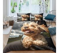 Funda Nórdica Perro Divertido 3D Impreso Microfibra Decoración Dormitorio Juego de Ropa de Cama Animal Adultos Double（200x200cm）