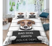 Funda Nórdica Perro Divertido Impreso en 3D Microfibra Decoración Dormitorio Juego de Cama Mascotas Suave Transpirable para Adultos Jóvenes King（220x240cm）