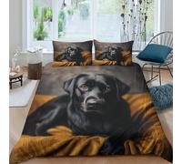 Funda Nórdica Perro Labrador Negro 3D Impresión Juego de Cama Microfibra Suave Transpirable Decoración Dormitorio para Adultos Jóvenes Single（140x200cm）