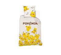 Funda nórdica Pikachu Pokémon 140 x 200 cm + 1 funda de almohada de 63 x 63 cm, 100% algodón, color crudo