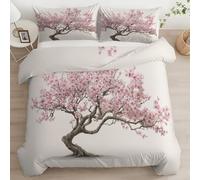 Funda Nórdica Pintura Moderna Flores Tradicional Tinta Juego de Ropa de Cama 80/90, Microfibra Suave y Confortable 135 x 200 cm, 2 Piezas con 1 Funda de Almohada Cremallera para Familia y Niños Blanco