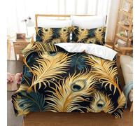 Funda Nórdica Plumas con Estampado 3D Juego De Cama De Microfibra con Cremallera Y Funda De Almohada,Funda De Edredón para Niños Y Niñas Double(200x200cm)
