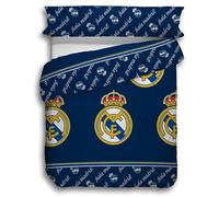 Funda Nórdica Real Madrid, 50% Algodón 50% Poliéster, Azul Marino con Escudo del Club, para Cama de 90,105,135,150 (105)