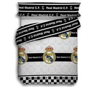 Funda Nórdica Real Madrid Cama 90 y Cama 105 Rayas Negras Color Blanco Talla Cama 90 - Sibiles