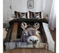 Funda Nordica Reversible Cama 105 Burro Animal 3D Funda Nórdica Edredon 200x200 cm con 2 x Fundas de Almohada 3 Piezas Ropa de Cama de Microfibra Suave, Lindo Burro a/5877