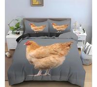Funda Nórdica Reversible Cama 135 150 Gallina Ropa de Cama 3D Aves de Corral Microfibra Funda Edredon 240x220 cm Fundas Nordicas 3 Piezas y 2 Fundas de Almohada 50x75 cm ABCD1630