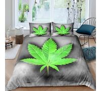 Funda Nórdica Reversible Cama 135 150 Hojas de Cannabis Ropa de Cama 3D Malezas Microfibra Funda Edredon 240x220 cm Fundas Nordicas 3 Piezas y 2 Fundas de Almohada 50x75 cm ABCD1700