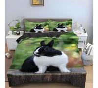 Funda Nordica Reversible Cama 150 Conejo 3D Funda Edredon Lindo Conejito Ropa de Cama 230x220 cm y 2 Fundas de Almohada 3 Piezas Fundas Nórdicas Microfibra 9621-ABC