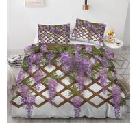 Funda Nordica Reversible Cama 150 Flor de Glicina 3D Funda Edredon Flores Moradas Ropa de Cama 240x220 cm y 2 Fundas de Almohada 3 Piezas Fundas Nórdicas Microfibra 2239-ABCD