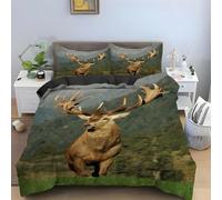 Funda Nórdica Reversible Cama 180 Alce Ropa de Cama 3D Ciervo Microfibra Funda Edredon 260x240 cm Fundas Nordicas 3 Piezas y 2 Fundas de Almohada 50x75 cm ABCD1386