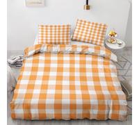 Funda Nordica Reversible Cama 180 Cuadrícula Geométrica 3D Funda Edredon Naranja Ropa de Cama 260x240 cm y 2 Fundas de Almohada 3 Piezas Fundas Nórdicas Microfibra 8367-ABC