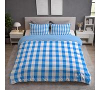 Funda Nordica Reversible Cama 180 Cuadros Azules 3D Funda Edredon Cuadrícula Geométrica Ropa de Cama 260x240 cm y 2 Fundas de Almohada 3 Piezas Fundas Nórdicas Microfibra 2072-ABCD