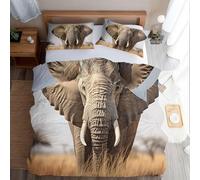 Funda Nordica Reversible Cama 180 Elephant Salvaje 3D Funda Nórdica Edredon 240x260 cm con 2 x Fundas de Almohada 3 Piezas Ropa de Cama de Microfibra Suave, Animales Africa a/3429