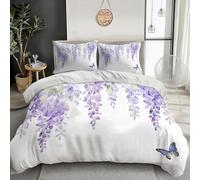 Funda Nordica Reversible Cama 180 Flor de Glicina 3D Funda Edredon Mariposa Ropa de Cama 260x240 cm y 2 Fundas de Almohada 3 Piezas Fundas Nórdicas Microfibra 9551-ABC