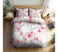 Funda Nordica Reversible Cama 180 Flores de Cerezo 3D Funda Edredon Flores Rosadas Ropa de Cama 260x240 cm y 2 Fundas de Almohada 3 Piezas Fundas Nórdicas Microfibra 7655-ABC