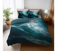 Funda Nordica Reversible Cama 180 Océano 3D Funda Edredon Olas Ropa de Cama 260x240 cm y 2 Fundas de Almohada 3 Piezas Fundas Nórdicas Microfibra 1984-ABCD