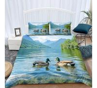 Funda Nordica Reversible Cama 180 Pato 3D Funda Edredon Aves de Corral Ropa de Cama 260x240 cm y 2 Fundas de Almohada 3 Piezas Fundas Nórdicas Microfibra 2200-ABCD