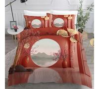 Funda Nórdica Reversible Cama 180 Tema Chino Ropa de Cama 3D Jardín Chino Microfibra Funda Edredon 260x240 cm Fundas Nordicas 3 Piezas y 2 Fundas de Almohada 50x75 cm ABCD1421