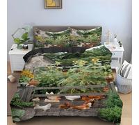 Funda Nordica Reversible Cama 90 Aves de Corral 3D Funda Edredon Casa de Campo Ropa de Cama 150x200 cm y 2 Fundas de Almohada 3 Piezas Fundas Nórdicas Microfibra 1195-ABCD