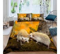 Funda Nordica Reversible Cama 90 Erizo 3D Impresión Ropa de Cama Set de 3 Piezas, Microfibra Suave Transpirable Animales Salvajes Funda Edredon 135x200 y 1 Funda de Almohada 80x80 cm aa583