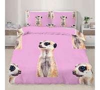 Funda Nordica Reversible Cama 90 Suricata 3D Funda Edredon Niña Ropa de Cama 135x200 cm y 2 Fundas de Almohada 3 Piezas Fundas Nórdicas Microfibra 8073-ABC