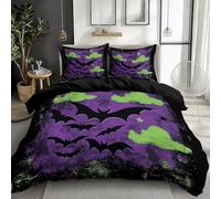 Funda Nórdica Reversible con Halloween Murciélago, Juego de Ropa de Cama de Negro 220 x 240 cm fácil Cuidado Suave y cómodo 2 Fundas de Almohada