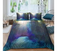 Funda Nórdica Senda del Bosque 3D Impresa Juego Ropa de Cama Microfibra Suave Decoración Dormitorio Adultos Jóvenes Single（135x200cm）