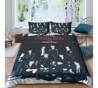 Funda Nórdica Stray Kids, Ropa De Cama De Microfibra De Stray Kids, Juego De Cama para Niñas Y Niños, Funda Edredón con Cremallera Y Fundas De Almohada Double(200x200cm)