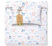 Funda nordica y Funda almohada infantil 90X120 - Ropa de cama con cremallera juego de sabanas algodón Búho