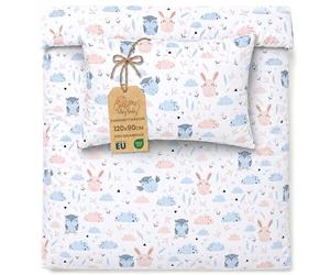 Funda nordica y Funda almohada infantil 90X120 - Ropa de cama con cremallera juego de sabanas algodón Búho