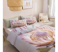 Funda Nórdica Y Funda de Almohada para Camas De 160 (200 x 200 cm), Juego de Cama 3D Soñador Acuarela Protea para Niños Chico Adolescente Morado Claro, Funda Nórdica De Microfibra con Cremallera