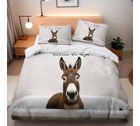 Funda Nórdicas Cama Burro Lindo 155x220 cm + 2 Fundas de Almohada 50x75 Juego de Funda Edredon Burro Animal 3D Diseño Impresión Bedding Microfibra con Cremallera Capa Edredon Dormitorio