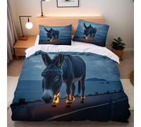 Funda Nórdicas Cama Burro Mar 220x240 cm + 2 Fundas de Almohada 50x75 Juego de Funda Edredon Burro Animal 3D Diseño Impresión Bedding Microfibra con Cremallera Capa Edredon Dormitorio