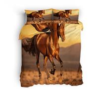 Funda Nórdicas Cama Caballo, Bedding Motivo Animal 3D 150x200 cm Cubierta Ligera en Microfibra Transpirable, Cremallera Invisible 1 Copripiumino e 2 Federe 50x75cm * 2