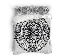 Funda Nórdicas Cama Mitología Nórdica Vikinga, Bedding Runas Celtas 150X200 cm Cubierta Ligera En Microfibra Transpirable, Cremallera Invisible 1 Copripiumino E 2 Federe 50X75cm