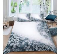 Funda Nordico Cama 135/150 Escena Nevada Funda de Edredón Paisaje Invernal Funda Nordica Microfibra Una Agradable Fundas Nórdicas 220x240 con 2 Fundas de Almohada C.941