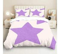 Funda Nordico Cama 135/150 Estrellas Moradas Funda de Edredón Arte Moderno Funda Nordica Microfibra Una Agradable Fundas Nórdicas 220x240 con 2 Fundas de Almohada C.1553