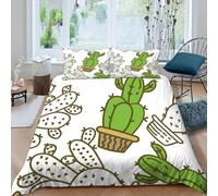 Funda Nordico Cama 180 Cactus Funda de Edredón Plantas en Macetas Funda Nordica Microfibra Una Transpirable Agradable Fundas Nórdicas 260x240 y 2 Fundas de Almohada C.192