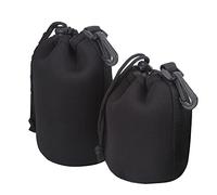 Funda Objetivo, Funda de Lente Acolchada Gruesa, Estuche para Lente de Cámara, Bolsa de Lente de Cámara, con Cordón Ajustable y Clip Giratorio, Bolsillo Grueso para Proteger la Lente, Tamaño M, L