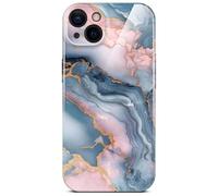 Funda ONEFLOW Bliss para iPhone 13 con aspecto de mármol, estuche de diseño con protección para la cámara, estuche rígido con purpurina y diseño marmoleado, Rosa dorado gris