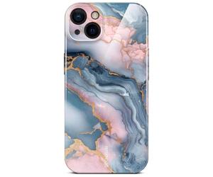 Funda ONEFLOW Bliss para iPhone 13 con aspecto de mármol, estuche de diseño con protección para la cámara, estuche rígido con purpurina y diseño marmoleado, Rosa dorado gris