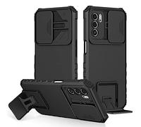 Funda OPPO A16 / A16S / OPPO A54S, Carcasa Protección Deslizante para la Cámara, con 360 Grados Full Body Anti-Shock Anti-arañazos Case Protector Bumper Silicona y Armor Soporte Carcasa, Negro