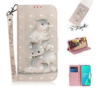 Funda OPPO A5 2020 / A9 2020, SATURCASE con hermoso patrón 3D de piel sintética Flip Magnet Wallet Stand ranuras para tarjetas, funda protectora con correa de mano para OPPO A5 2020 / A9 2020 (TD-6)