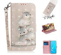 Funda OPPO A52 A72 A92, SATURCASE con hermoso patrón 3D de piel sintética Flip Magnet Wallet soporte ranuras para tarjetas, funda protectora con correa de mano para OPPO A52 A72 A92 (TD-6)