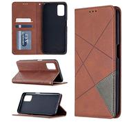 Funda OPPO A52 A72 A92, SATURCASE Rhombus PU cuero Flip incorporado imán cartera soporte ranuras para tarjetas cubierta protectora para OPPO A52 A72 A92 (marrón)