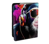 Funda organizadora de pasaporte con diseño de mono para auriculares de moda, de piel sintética, para hombres y mujeres, 6.5 pulgadas, Black, Talla única