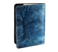 Funda organizadora para pasaporte con diseño de cielo nocturno con árbol de luna y bosque encantado, funda de viaje para pasaporte, para hombres y mujeres, 6.5 pulgadas, Black, Talla única